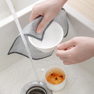 Double-Layer Steel Wire Cleaning Cloth - Non-Scratch Wire Dishcloth Rag Heavy Duty Scrub Pads Multi-Purpose Silver Mesh Scouring Pads for Dishes, Pots, Pans (10 pcs)