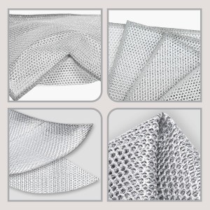 Double-Layer Steel Wire Cleaning Cloth - Non-Scratch Wire Dishcloth Rag Heavy Duty Scrub Pads Multi-Purpose Silver Mesh Scouring Pads for Dishes, Pots, Pans (10 pcs)