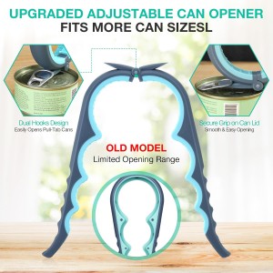 Jar Openers for Weak Hands, 4 Piece Kitchen Opening Set with 5 in 1 Bottle Opener, Adjustable Stainless Steel Jar Opener and 2 Keychain Bottle Openers, Easy Grip Solution for Seniors & Arthritis