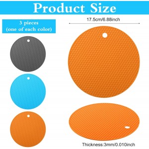 3pcs Rubber Grippers for Opening Jars - 7 Inch Rubber Jar Opener Grippers Non-Slip Round Bottle Lid Opener - Heat Resistant Coasters Mats for Weak Hands Seniors Children, Orange Blue Gray