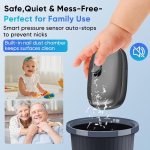 Electric Nail Clipper with LED Light & Nail Storage – Smart Rechargeable Fingernail & Toenail Trimmer for Seniors & Adults, One-Touch Quiet Nail Cutter (2026 Upgraded Version)