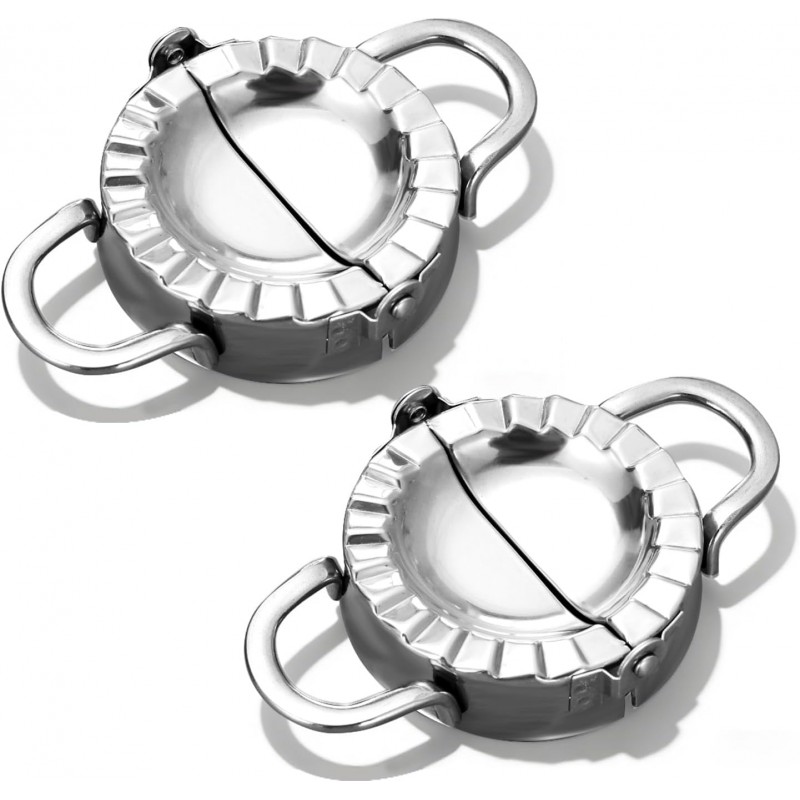 Stainless Steel Dumpling Ravioli Maker Press,2 Pack Pierogi Mold - Wonton Mould, Easy-tool for Dumpling Wrapper Dough Stamp Cutter Pastry Pie Making (2 pcs dumpling maker)
