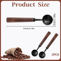 2Pcs 15ml Coffee Measuring Spoon Scoop for Ground Coffee Scoop 304 Stainless Steel Tablespoon Measuring Spoon with Vintage Walnut Handle