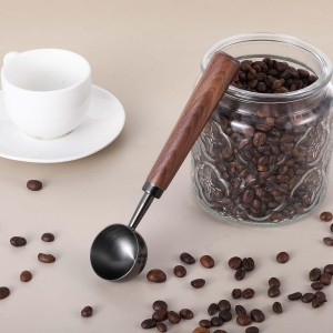 2Pcs 15ml Coffee Measuring Spoon Scoop for Ground Coffee Scoop 304 Stainless Steel Tablespoon Measuring Spoon with Vintage Walnut Handle