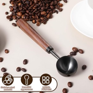 2Pcs 15ml Coffee Measuring Spoon Scoop for Ground Coffee Scoop 304 Stainless Steel Tablespoon Measuring Spoon with Vintage Walnut Handle
