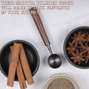 2Pcs 15ml Coffee Measuring Spoon Scoop for Ground Coffee Scoop 304 Stainless Steel Tablespoon Measuring Spoon with Vintage Walnut Handle