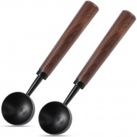 2Pcs 15ml Coffee Measuring Spoon Scoop for Ground Coffee Scoop 304 Stainless Steel Tablespoon Measuring Spoon with Vintage Walnut Handle