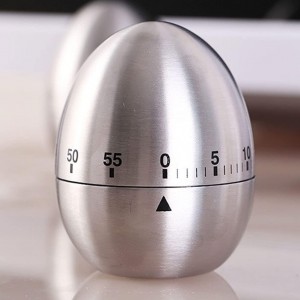 Kitchen Timer for Cooking, Egg Kitchen Timer Stainless Steel Mechanical Rotating Alarm 60 Minutes Count Down Time Clock for Cooking Learning(Color:Silver)