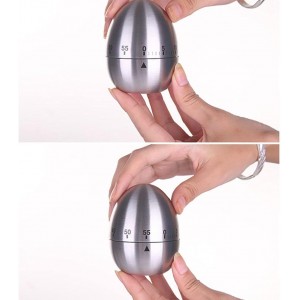Kitchen Timer for Cooking, Egg Kitchen Timer Stainless Steel Mechanical Rotating Alarm 60 Minutes Count Down Time Clock for Cooking Learning(Color:Silver)