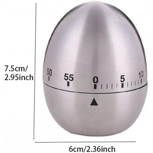 Kitchen Timer for Cooking, Egg Kitchen Timer Stainless Steel Mechanical Rotating Alarm 60 Minutes Count Down Time Clock for Cooking Learning(Color:Silver)