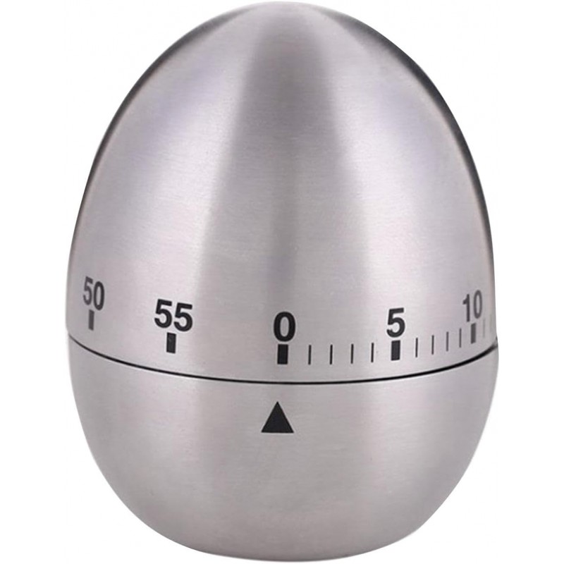 Kitchen Timer for Cooking, Egg Kitchen Timer Stainless Steel Mechanical Rotating Alarm 60 Minutes Count Down Time Clock for Cooking Learning(Color:Silver)