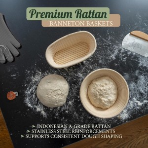 Sourdough Baking Kit Complete Starter Set with Banneton Proofing Basket Bread Lame Dough Scraper Whisk and Guide for Homemade Artisan Bread