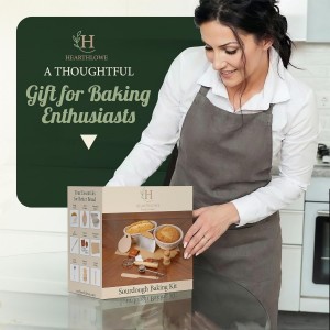 Sourdough Baking Kit Complete Starter Set with Banneton Proofing Basket Bread Lame Dough Scraper Whisk and Guide for Homemade Artisan Bread