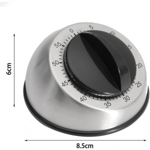 Kitchen Timer for Cooking, Mechanical Stainless Steel Chef Cooking Timer, Easy-to-Read 2.5” Dial, Loud Alarm Countdown Reminder for Cooking or Baking, No Batteries Required