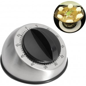 Kitchen Timer for Cooking, Mechanical Stainless Steel Chef Cooking Timer, Easy-to-Read 2.5” Dial, Loud Alarm Countdown Reminder for Cooking or Baking, No Batteries Required