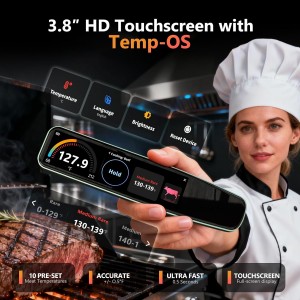 Smart Meat Thermometer Digital 0.5 Sec Instant Read Kitchen Food Thermometer for Cooking Grill Smoker & BBQ, Built-in APP Touchscreen ±0.5°F Accuracy, -58–572°F, USB-C Rechargeable, Gifts for Men