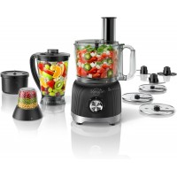 Sangcon Smoothie Blender and Food Processor Combo for Kitchen, 600W Vegetable Chopper with 2 x 8-Cup Bowls, 11-in-1 Food Chopper for Slicing, Shredding, Mixing, Purees & Dough, Shakes, BPA-Free