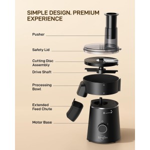 Sangcon Electric Cheese Grater for Block Cheese, 5-in-1 Automatic Salad Shooter & Vegetable Slicer with 5 Stainless Steel Blades, One-Touch Electric Grater for Cheese, Vegetables, Fruits & Nuts