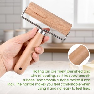 Small Rolling Pin with Handle, Wooden Dough Pastry Roller, Non-Stick Pizza Rollers, mini Dough Wood Roller for Home Kitchen Baking Cooking