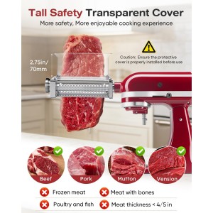 Adjustable Meat Tenderizer Attachment for KitchenAid Stand Mixers 3 Thickness Settings with Wide Metal Wheel & Tall Chute Meat Tenderizer Tool (meat tenderizer)