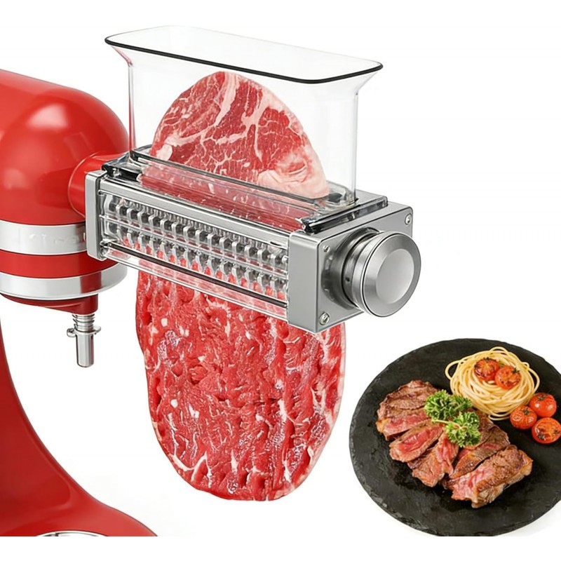 Adjustable Meat Tenderizer Attachment for KitchenAid Stand Mixers 3 Thickness Settings with Wide Metal Wheel & Tall Chute Meat Tenderizer Tool (meat tenderizer)