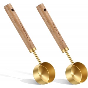 2Pcs Stainless Steel Wood 1 Teaspoon Sco...
