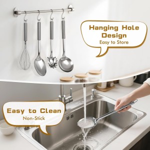 8 Pcs Cooking Utensils Set, Stainless Steel Kitchen Utensils, Heat Resistant Metal Kitchen Tools Include Solid & Slotted Spatula, Serving Spoon, Ladle, Pasta Server,Potato Maseher, Egg Whisk, Silver