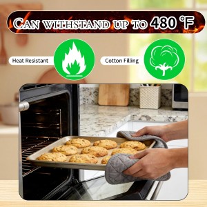 4 Pcs Kitchen Pot Holders, Hot Pads with Hanging Loops, Heat Resistant Pot Holders Oven Hot Pads for Kitchen Oven Pan Baking Cooking Potholders Accessories (Grey, 6.7inch)