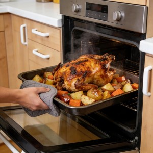 4 Pcs Kitchen Pot Holders, Hot Pads with Hanging Loops, Heat Resistant Pot Holders Oven Hot Pads for Kitchen Oven Pan Baking Cooking Potholders Accessories (Grey, 6.7inch)