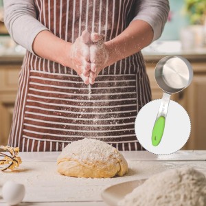 1/4 Cup Measuring Scoop, Stainless Steel 60ml Coffee Scoop with Green Silica Gel Handle Suitable for Coffee Beans, Pet Food, Flour, Milk, Oil and Spices, Easy to Measure