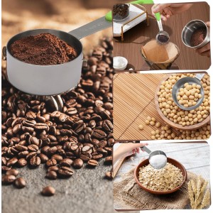 1/4 Cup Measuring Scoop, Stainless Steel 60ml Coffee Scoop with Green Silica Gel Handle Suitable for Coffee Beans, Pet Food, Flour, Milk, Oil and Spices, Easy to Measure