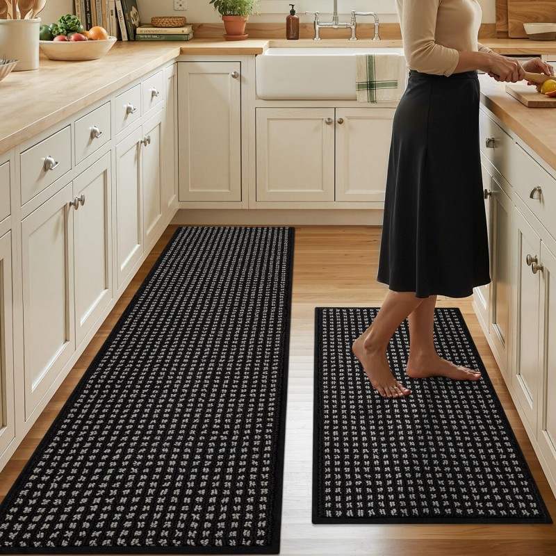 Kitchen Rugs,Non Slip Absorbent Kitchen Mats for Floor-Thick Stain Resistant Washable Kitchen Floor Mat Runner Carpet for Hallways,Entryway,Laundry Room,Sink(17