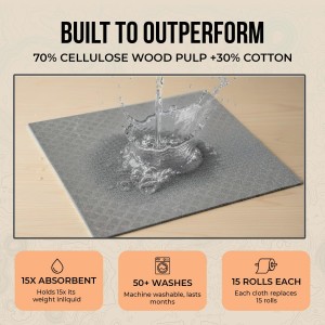 Swedish Dishcloths 12 Pack - Reusable Paper Towels for Kitchen, Absorbent Cellulose Sponge Cleaning Cloths, Washable Dish Rags, Quick Drying Kitchen Towels, Paper Towel Alternative by Organic Origin