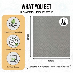 Swedish Dishcloths 12 Pack - Reusable Paper Towels for Kitchen, Absorbent Cellulose Sponge Cleaning Cloths, Washable Dish Rags, Quick Drying Kitchen Towels, Paper Towel Alternative by Organic Origin