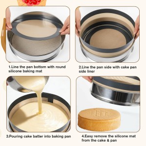 cobee 1 Set Silicone Baking Mat For Springform Pan, 9 Inch Nonstick Silicone Mats Pie Crust Protector, Prevent Cake From Sticking To Bottom And Side For Cheesecake Pan