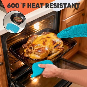 Oven Mitts Kitchen Towels and Dishcloths with Pot Holders Sets, Oven Gloves Hot Pads 500°F Heat Resistant with Silicone Grip, Include 2 Cooking Gloves/2 Potholders/4 Kitchen Towels/4 Dish Towels