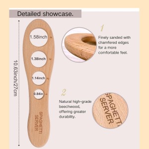 Premium Beechwood Pasta Measuring Tool - 4-in-1 Wooden Spaghetti Measurer with Exact Portion Control (1-4 Servings)
