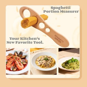Premium Beechwood Pasta Measuring Tool - 4-in-1 Wooden Spaghetti Measurer with Exact Portion Control (1-4 Servings)