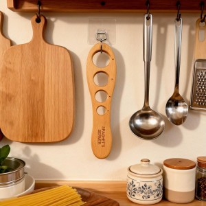 Premium Beechwood Pasta Measuring Tool - 4-in-1 Wooden Spaghetti Measurer with Exact Portion Control (1-4 Servings)