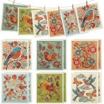 Tegeme 12 Pack Sweden Dishcloths 6 Patterns Super Absorbent Reusable Quick-Drying Washable Sponge Cloths for Kitchen Dishwashing Counters Household Cleaning Durable(Birds and Flowers)