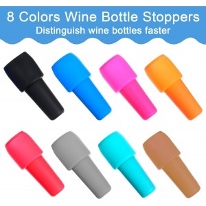 8Pcs Silicone Wine Stopper Reusable Bottle Stoppers Sealed Soft Wine Stoppers Unbreakable Bottle Cover Caps Beer Champagne Stopper Glass Sealer Covers for Keeping Soda Drink Whiskey Fresh