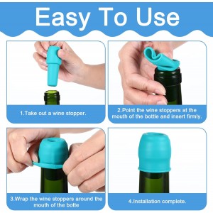 8Pcs Silicone Wine Stopper Reusable Bottle Stoppers Sealed Soft Wine Stoppers Unbreakable Bottle Cover Caps Beer Champagne Stopper Glass Sealer Covers for Keeping Soda Drink Whiskey Fresh