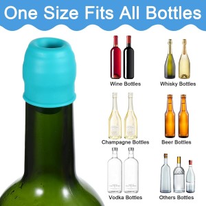 8Pcs Silicone Wine Stopper Reusable Bottle Stoppers Sealed Soft Wine Stoppers Unbreakable Bottle Cover Caps Beer Champagne Stopper Glass Sealer Covers for Keeping Soda Drink Whiskey Fresh
