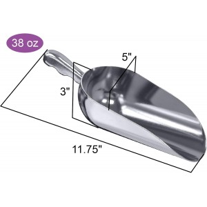 Amazing Abby - Elsa - 38-Ounce Aluminum Ice Scoops (Set of 2), Cast Aluminum Utility Scoops, Food-Grade, Good for Home and Commercial Use, NOT Dishwasher-Safe, Hand-Wash Recommended