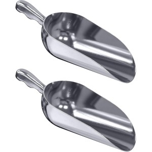 Amazing Abby - Elsa - 38-Ounce Aluminum Ice Scoops (Set of 2), Cast Aluminum Utility Scoops, Food-Grade, Good for Home and Commercial Use, NOT Dishwasher-Safe, Hand-Wash Recommended