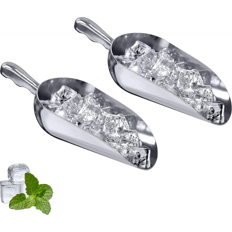 Amazing Abby - Elsa - 38-Ounce Aluminum Ice Scoops (Set of 2), Cast Aluminum Utility Scoops, Food-Grade, Good for Home and Commercial Use, NOT Dishwasher-Safe, Hand-Wash Recommended
