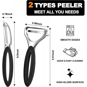 Potato Peeler Set, 2 Pack Y Peeler & Straight Peeler, Upgraded Ergonomic Easy-Grip Handle, Ultra Sharp Stainless Steel Vegetable Peelers for Carrots, Apples, Cucumbers