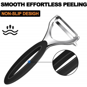 Potato Peeler Set, 2 Pack Y Peeler & Straight Peeler, Upgraded Ergonomic Easy-Grip Handle, Ultra Sharp Stainless Steel Vegetable Peelers for Carrots, Apples, Cucumbers