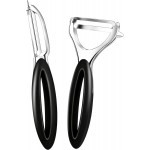 Potato Peeler Set, 2 Pack Y Peeler & Straight Peeler, Upgraded Ergonomic Easy-Grip Handle, Ultra Sharp Stainless Steel Vegetable Peelers for Carrots, Apples, Cucumbers
