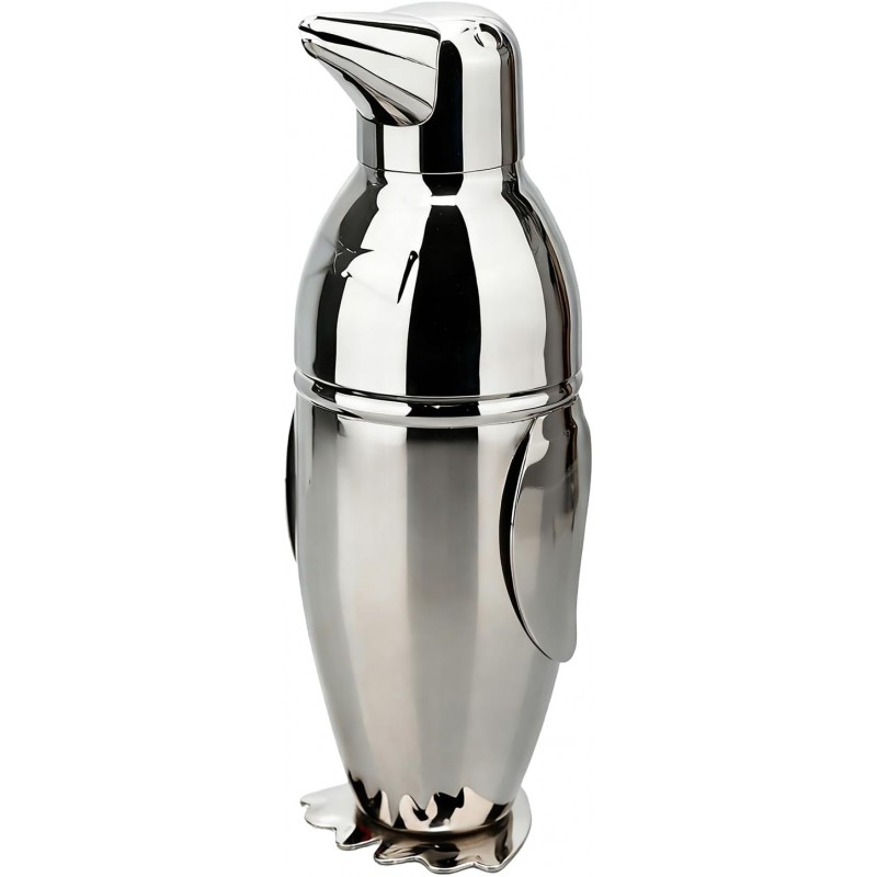 Penguin Cocktail Shaker, Bartender Shakers 17oz with Built-In Strainer, Unique Design Stainless Steel Martini Shaker Professional Bar Mixology Tool, Sliver Drink Mixer Bartending Essential
